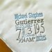 Birth announcement baby white fleece blanket in your choice of color thread