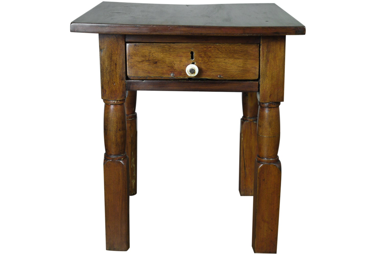 Antique Primitive Small Table With One Drawer, New England Hardwoods