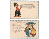 Vintage Postcards Dutch Kids Boy Girl S Bergman Card 127, 443 Blue Border Lot of 2