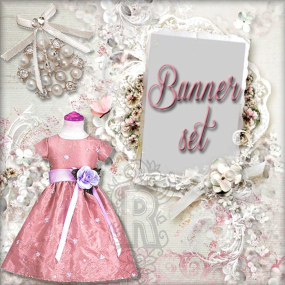 Shop Banner Avatar Blog Set 9 pieces and matching business card(printable)-dress form,sewing,children clothes