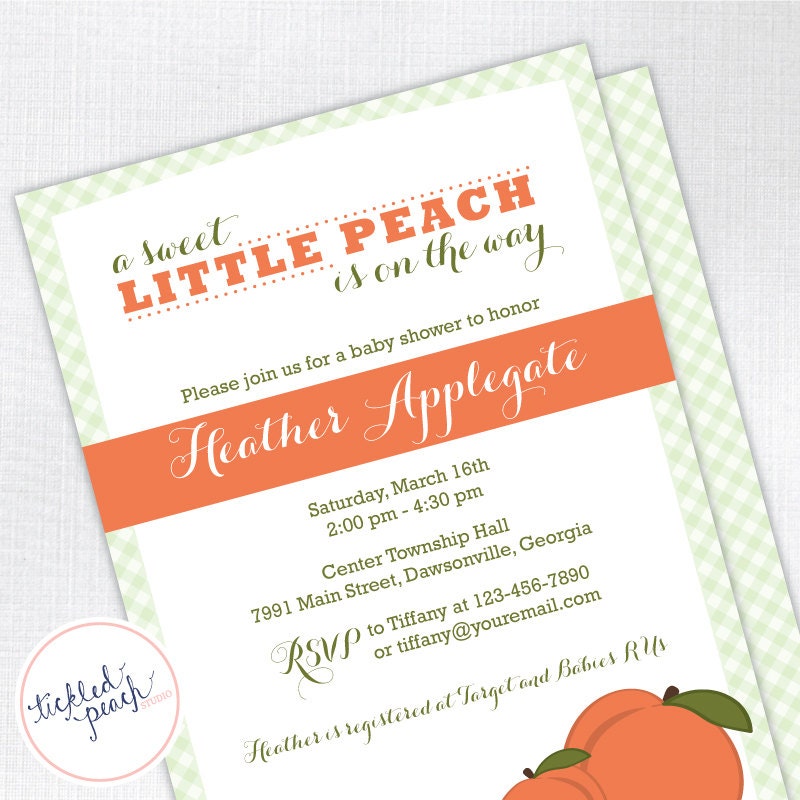 Sweet Little Peach Baby Shower Invitation - Custom Baby Shower Invite Il_170x135