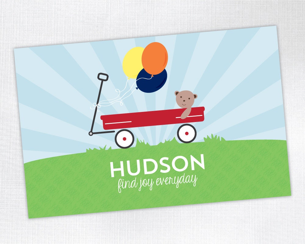 Personalized Placemat - Find Joy Everyday / Little Red Wagon - laminated, double-sided - Custom Kids / Childrens Placemat Il_170x135