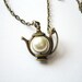 Antique Teapot with Pearl, Bridal Jewelry, Alice's teapot Pearl Necklace Brass Charm Whimsical Jewelry Alice In Wonderland.