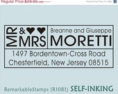ON SALE Custom Address Stamp - Mr and Mrs Names with Heart  - Etsy Design (R1081) Self-inking Just Married Wedding Gift
