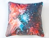 Galaxy Nebula Print Orange Accent Pillow Cover Space Throw Pillow