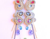 One of a kind Swarovski Crystal Statement Earrings -  Clip-on