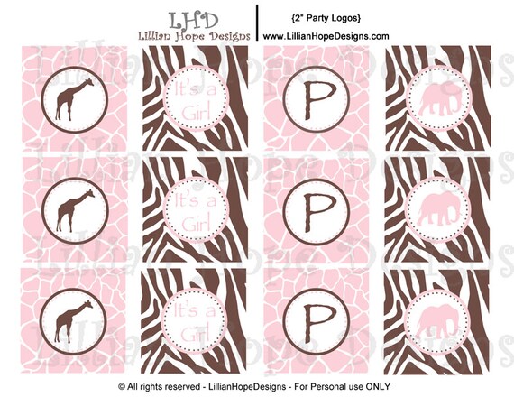Safari Baby Shower Cupcake Toppers - Boys Baby Shower - PRINTABLE Party Logos Il_570xn