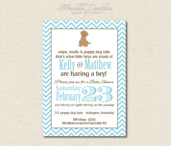 CUSTOMIZABLE PRINTABLE INVITATION -- Snips, Snails, & Puppy Dog Tails Collection -- Mirabelle Creations Il_570xn