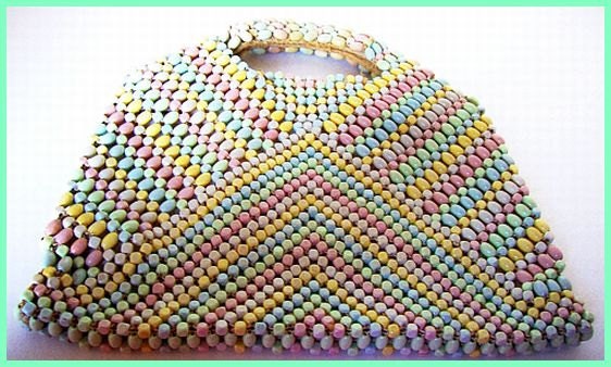 Vintage Beaded Handbag Purse Made Czechoslovkia By Suzanne Pastel Lucite Colors 11" X 9"