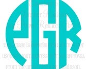 6" Bold Circle Monogram Vinyl Decal Sticker - ANY Color