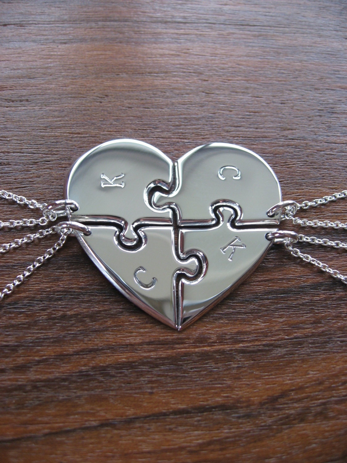 Four Piece Heart Best Friend Pendant Necklaces