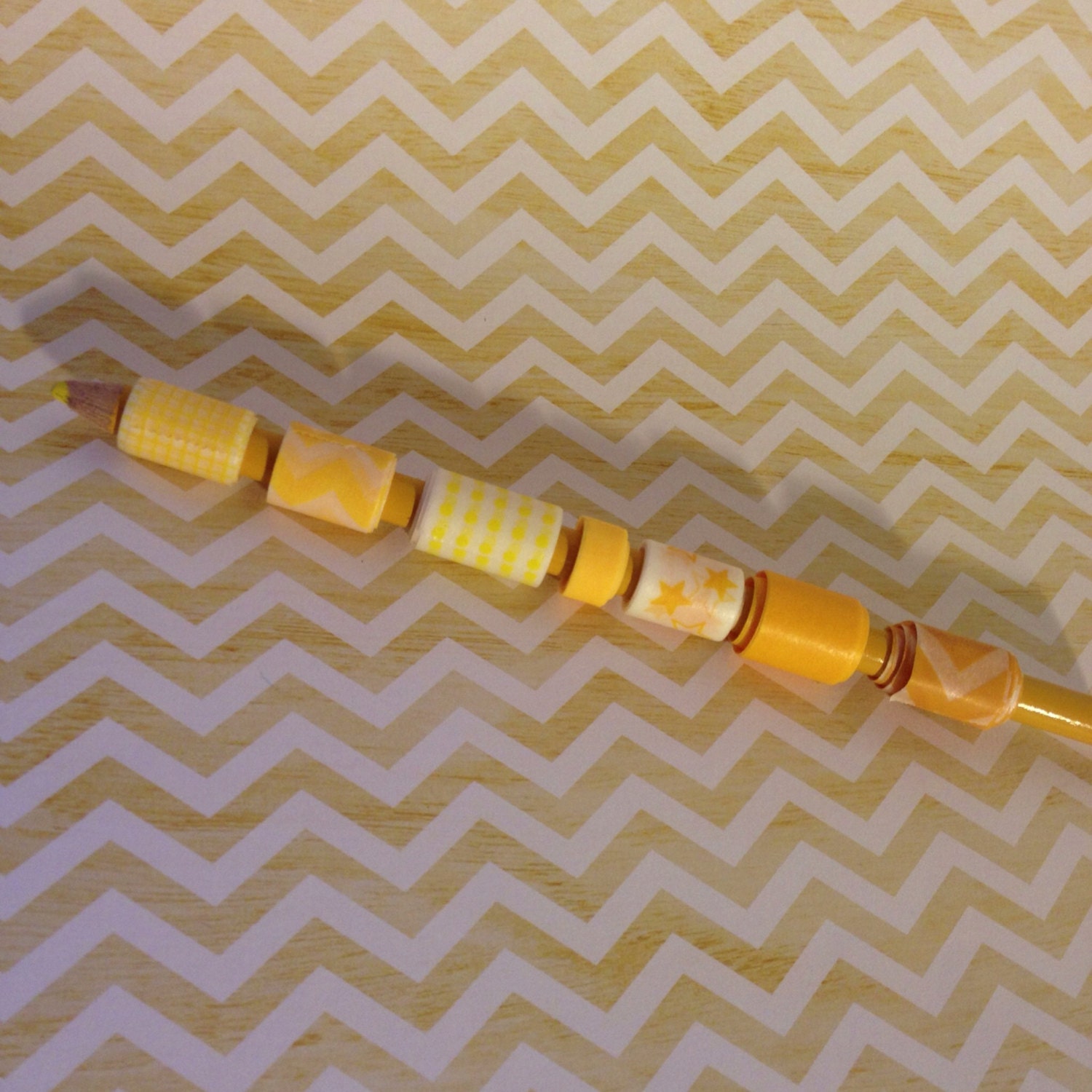 Washi Tape Sampler Pencil- Yellow Patterns