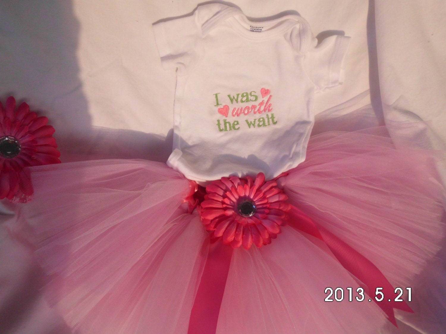 Newborn Tutu Custom Embroidered Outfit I Was Worth The Wait Shower Gift New Baby Girl
