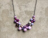 Wooden bead necklace, lilac bib necklace, lilac, purple, summer, contemporary necklace, boho.