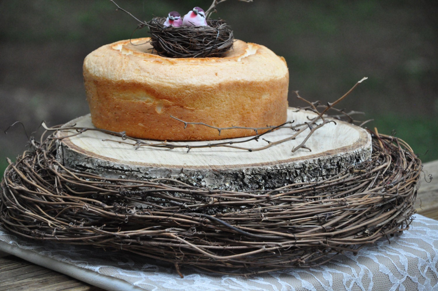Birch and Grapevine Cake Stand - Birch Wedding Cake Stand - Cake Pedestal - Rustic Cake Stand - Wood Grapevine Cake Stand