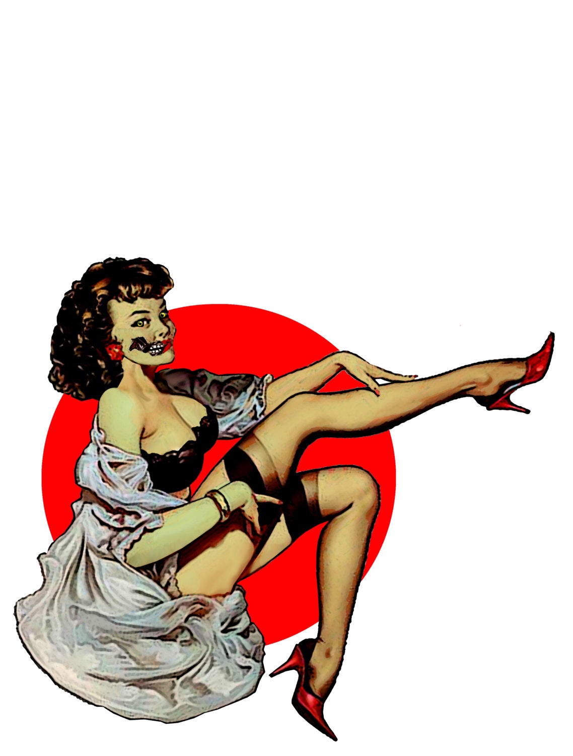 4" X 4" Livin Dead Girl - Zombie Pin Up Sticker
