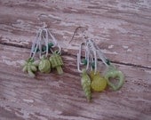 Pierced Earrings Green Gum Ball Charms