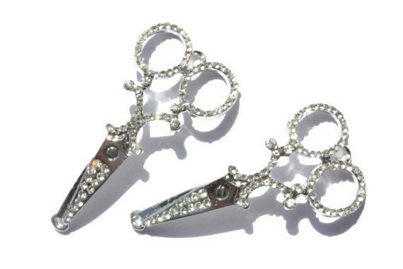 Scissors Rhinestone Connector - Scissors Charm - Scissors - Bracelet Connector - Jewelry Connector - Pendant - Charm