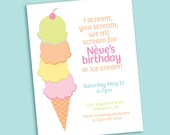 Ice Cream Cone printable party invitation - for birthday, baby shower - I Scream for Ice Cream