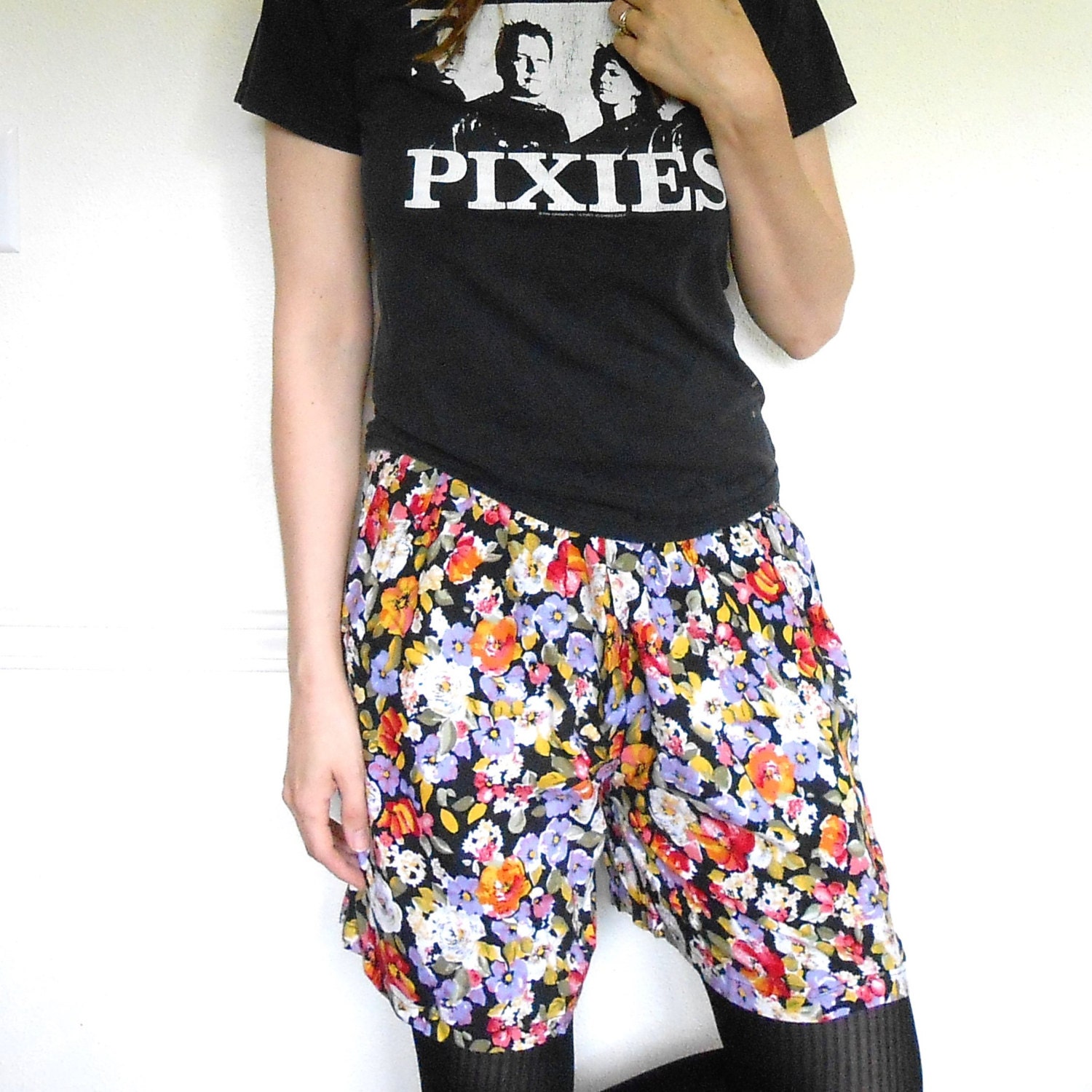 90s FLORAL SHORTS high waist