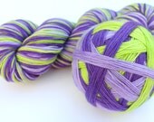 Self Striping Sock Yarn, Superwash Merino, Cashmere and Nylon Fingering Weight, in "Primula Auricula"