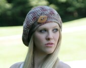 Alpaca Beret Style Hat / La Roche / Slouchy Beret Style Hat With Button