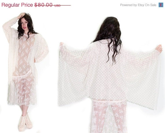FESTIVAL SALE HANDMADE Cream Knit Kimono Dolman draping Cardigan