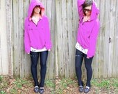 Vintage // Neon Pink and Orange Windbreaker // Kangaroo Pouch // 90's Basic Training size S Glam Grunge