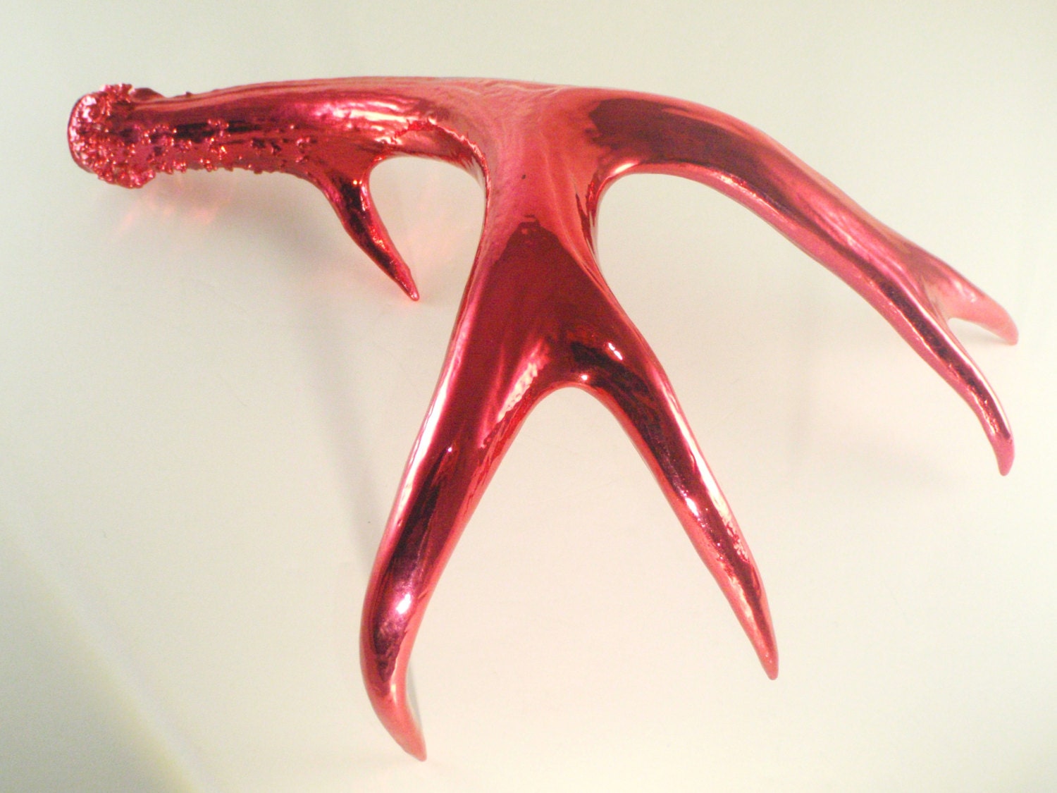 Deer Antler Red Chrome Art Sculpture