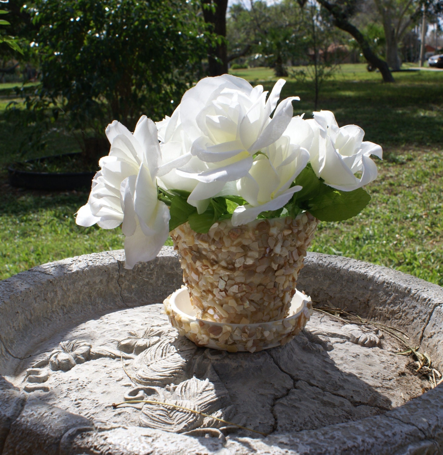 Seashell planter, Wedding decoration, sea shell favors, table settings,  Flower Pot,  centerpiece, garden,  planter,