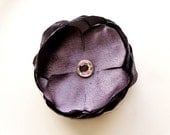 Plum Fabric Flower Hair Clip, Purple Wedding Bridesmaids Bridal Hair Accessories, Grayish Purple Lavender, Satin