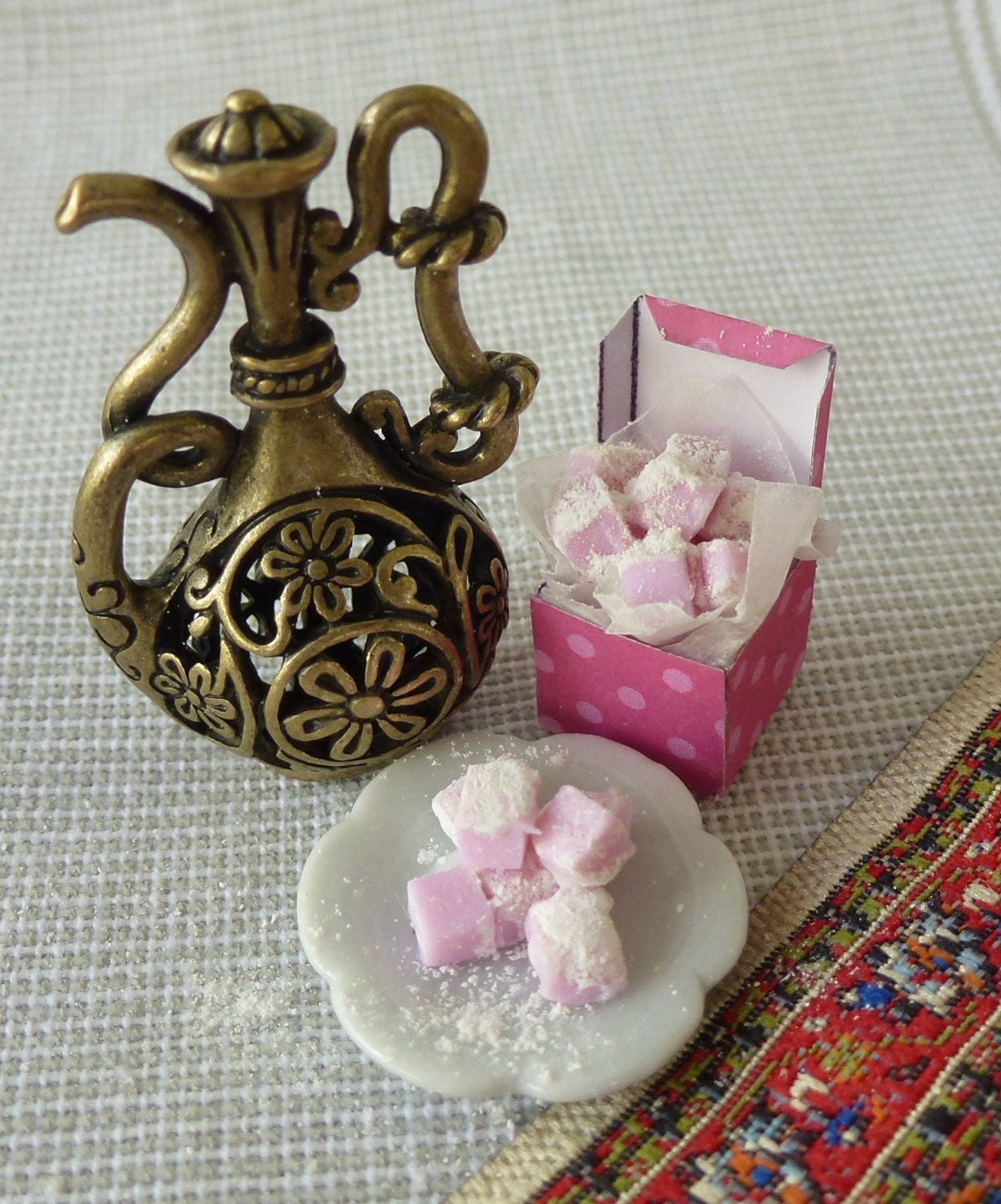 Miniature Dollhouse Food 'Rose Water Turkish Delight'