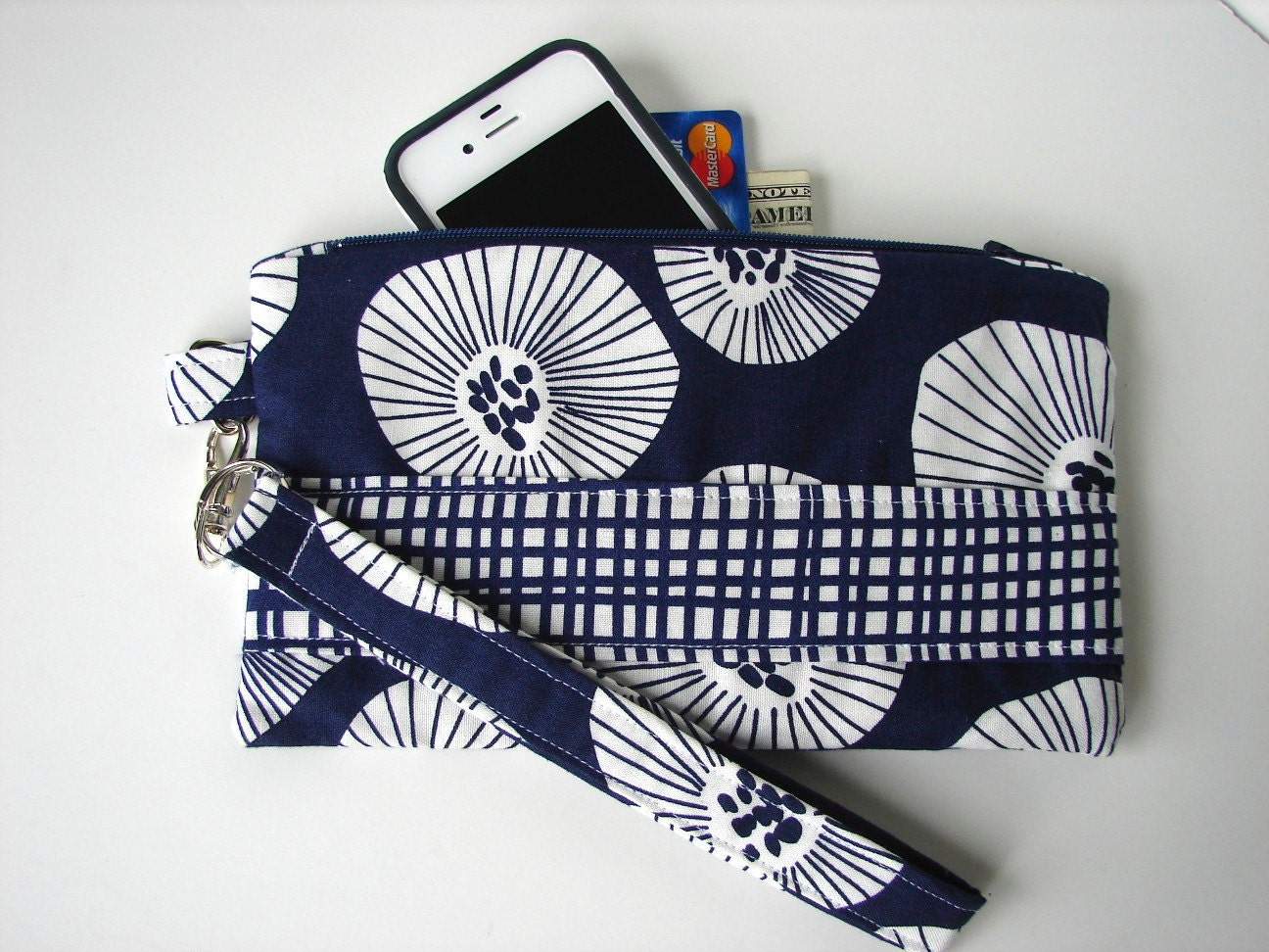 Wristlet Clutch in Navy Lotta Jansdotter, Echo Clutch, Zip Pouch, Wrist Strap Wallet