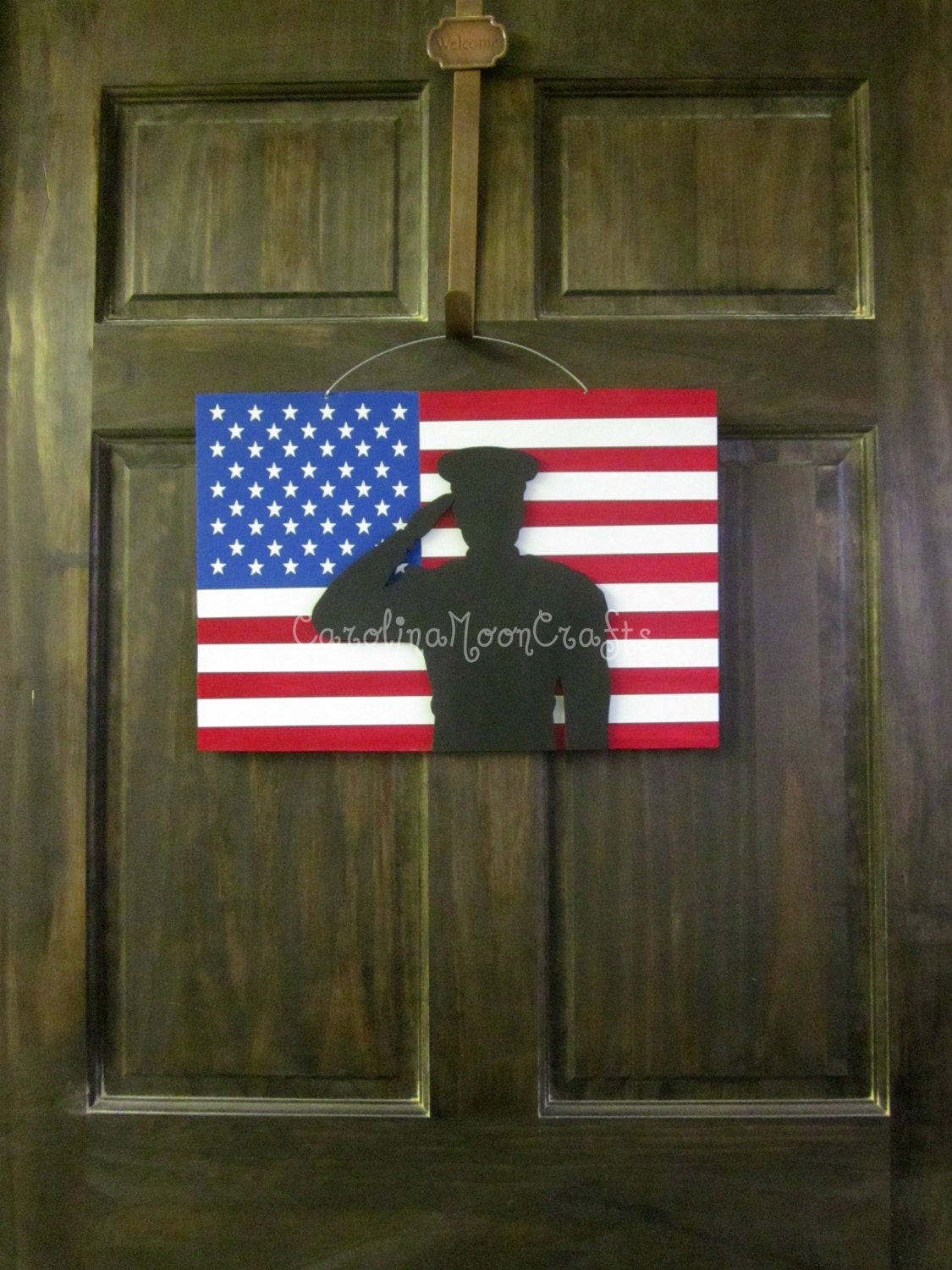 Patriotic Door Hanger - Support our Troops - USA - Welcome Home Wreath, 4th of July Wreath