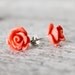 Salmon Rose Earrings, Pink Rose Earrings, Rose Studs, Flower Studs, Flower Earrings, Gift for Her, Gift Under 10, Gift Under 20