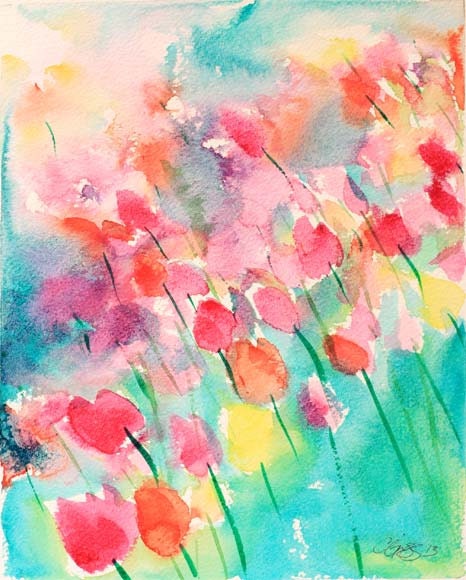 Tulip Colour original watercolour painting