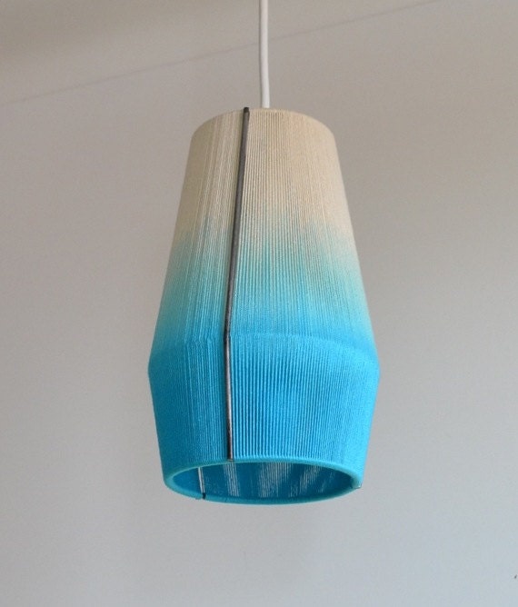 Teal Ombré Hanging Woven Pendant