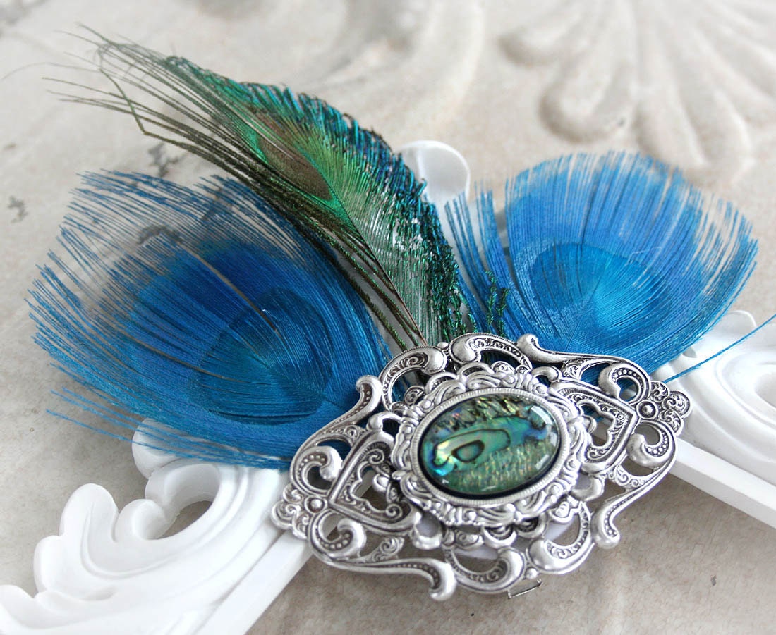 THE MERMAID vintage Victorian feather fascinator hair jewelry in red, free gift boxing