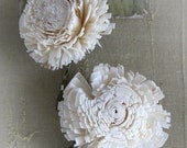 NATURAL BEAUTY two sola flower hair clips on bobby pins for bride, flower girl, gift boxed