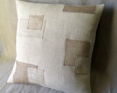 Block Work Burlap in Parchment 20x20