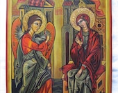 The Anounciation. Byzantine icon handmade painted.