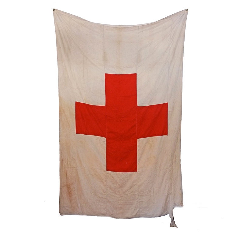 large WW2 era Red Cross Medical Flag. 9ft 6ft
