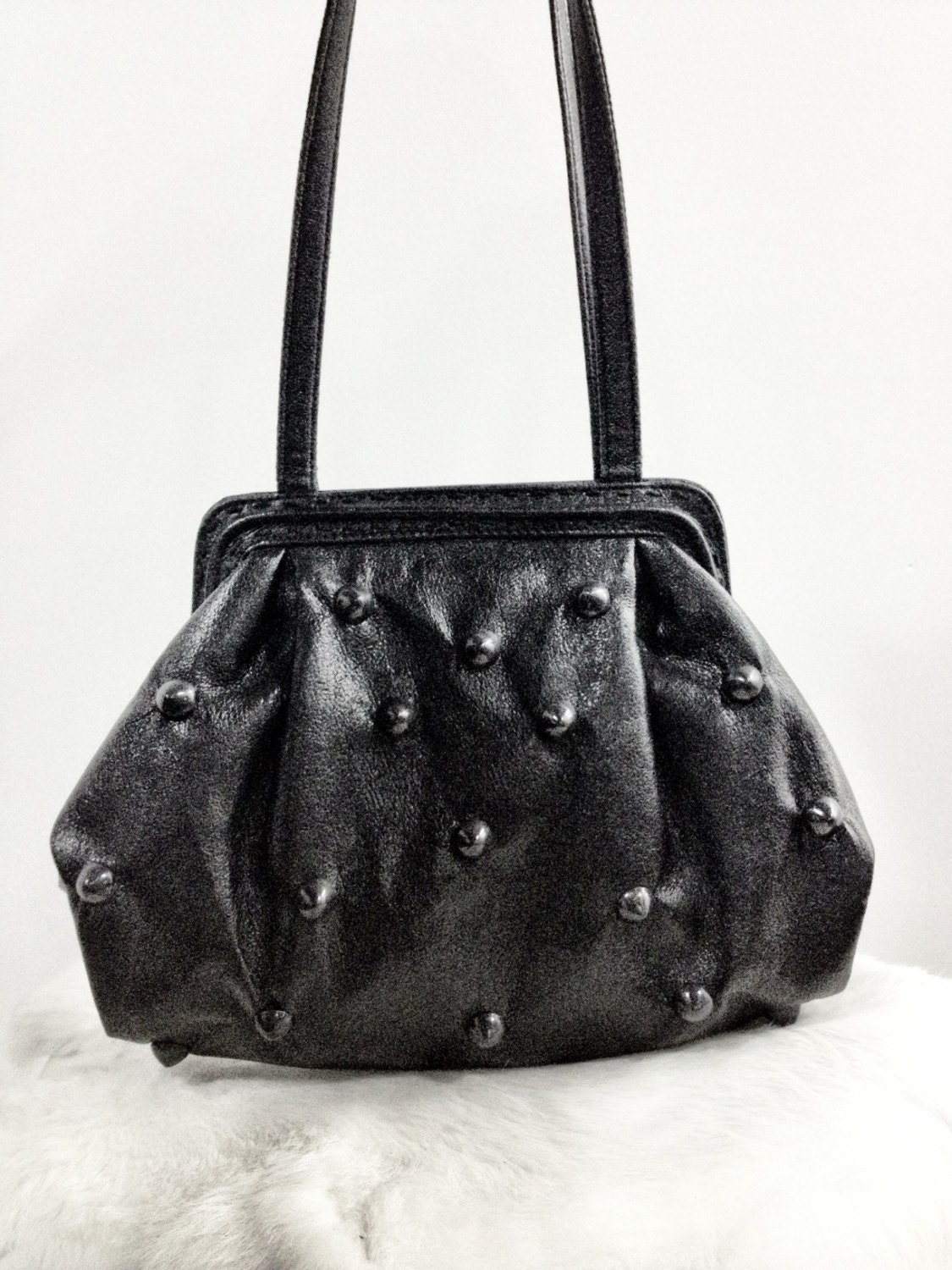 Black on Black Studded Vintage Cocktail Purse