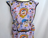 Lavendar Cobbler Apron Smock Apron with Wonder Woman, Supergirl and Batgirl - Camelot Cottons Girl Power