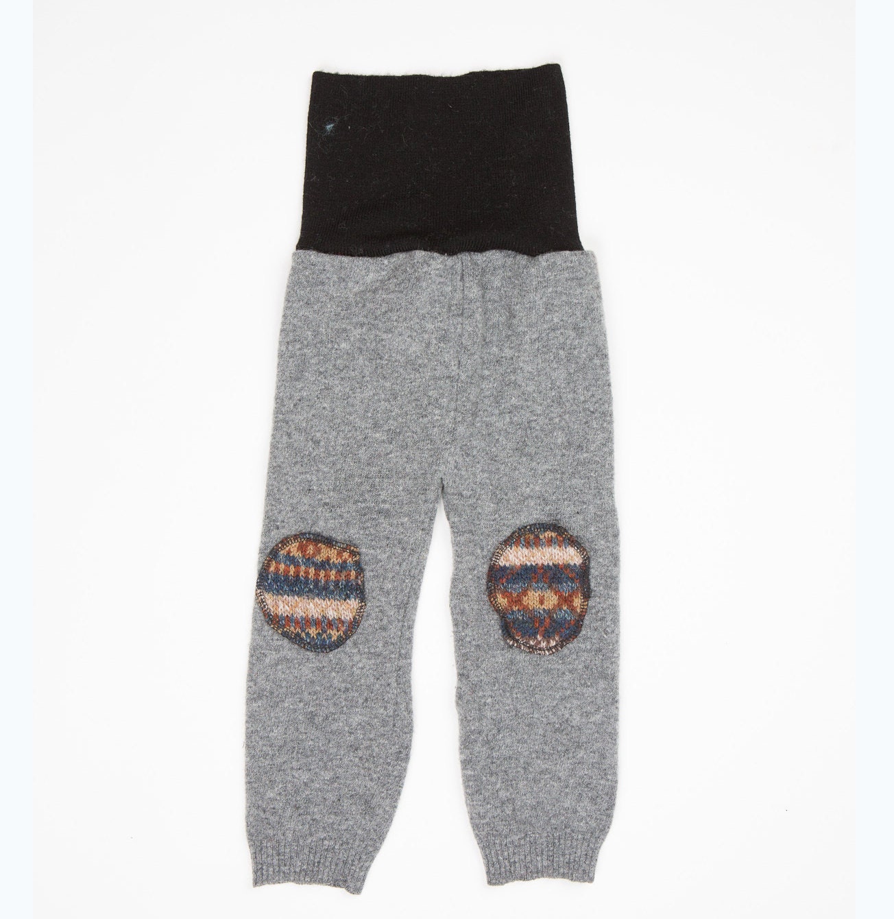 Kids Toddler Trousers Pants Joggers Sweatpants with Knee Patches in Upcycled Wool 1-2 years