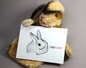 4 Rabbit Postcards - glossy fun festive - and stamped