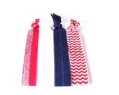 4th of July Hair Ties- Red White and Blue- Hair Tie Set- Elastic Hair Ties- Set of 4 Hair ties- For Child, Teenager, and Adult