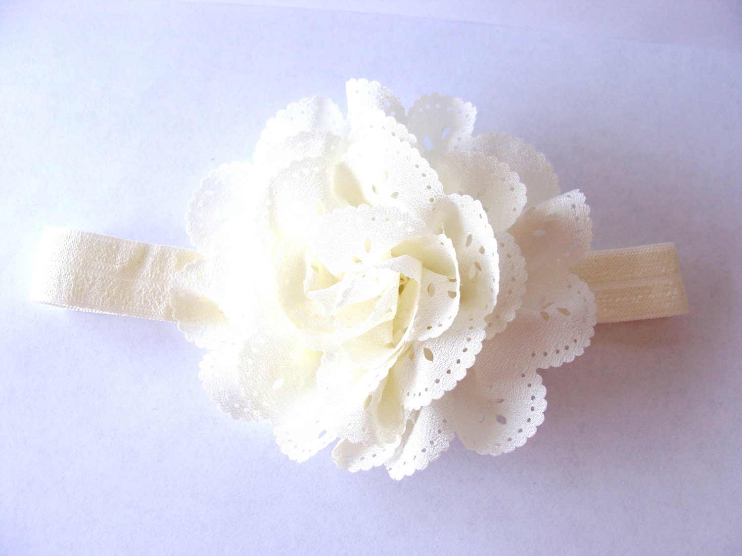IvoryLace Flower Headband - For Infant, Toddler, Child or Adult
