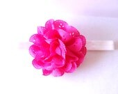 Hot Pink Eyelet Flower Headband - For Infant, Toddler, Child or Adult