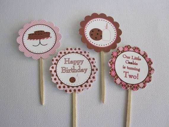 12 Milk and Cookies Cupcake Toppers (Personalized) Il_570xn